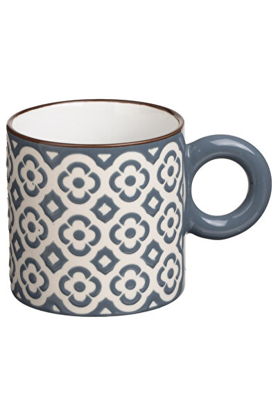 Zumzeria Mini Blue and Ecru Ceramic Mug with Relief Pattern 220ml