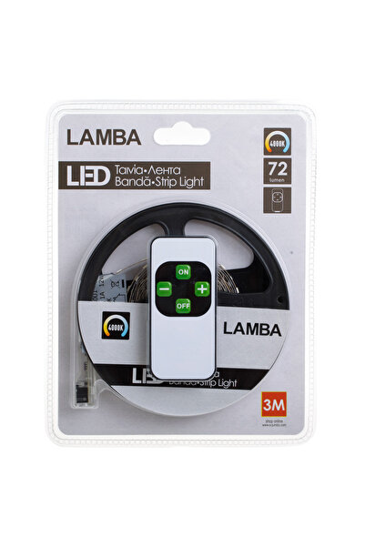 Zumzeria Self-Adhesive White LED Strip Light with Remote 12V - 3m