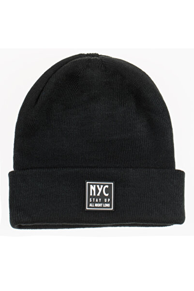 OEM Căciulă neagră cu patch NYC din cauciuc pentru copii