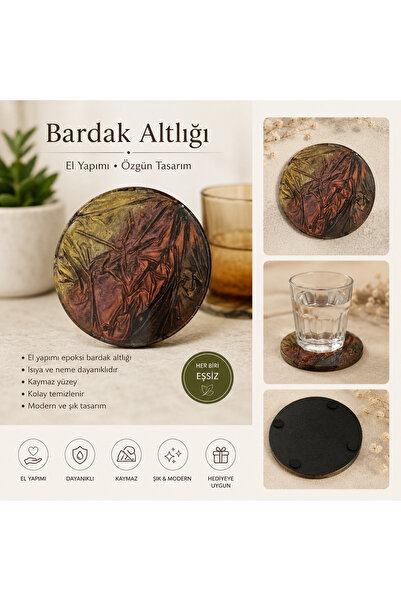 karelim home 4-Piece Coaster Set Epoxy Colored Satin Series