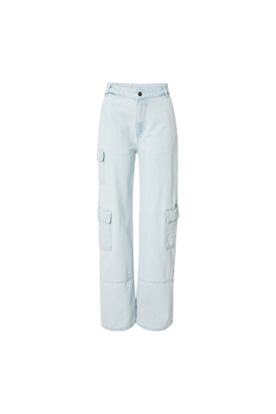 KARL KANI Womens Serif Cargo Pocket Denim Pants M