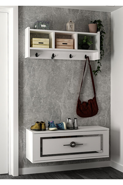 DEMONTE DECOR P4044DD-32 PORTMANTO,AYAKKABILIK,DRESUAR BEYAZ-GÜMÜŞ