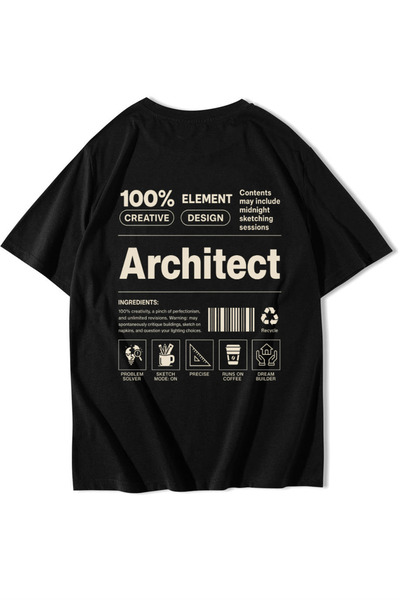 BRZ COLLECTION Tricou Unisex Oversize Architect Negru