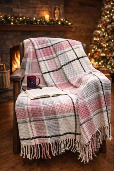 Çeyiz Diyarı Dinarsu Cozy Life Inca Cotton Tv Blanket 130X170 cm Pink