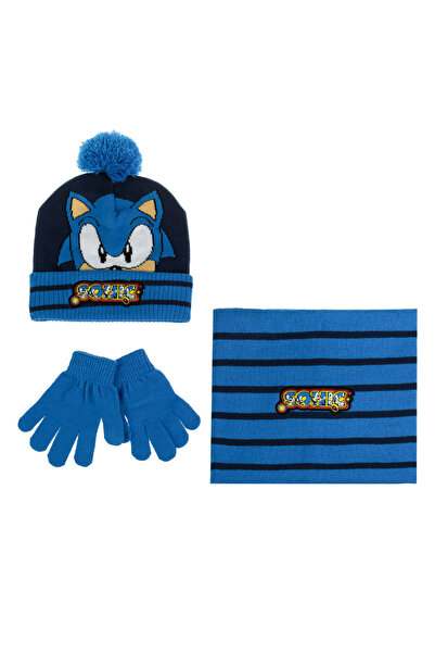 Zumzeria Set Sonic: Căciulă albastră, mănuși și fular pentru copii de 8 ani -...
