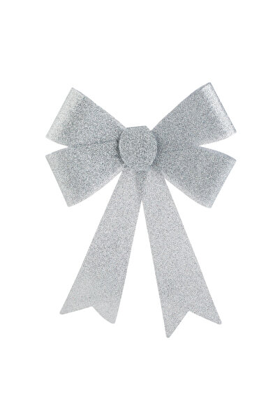 Zumzeria Silver Christmas Decorative Bow with Glitter 32cm