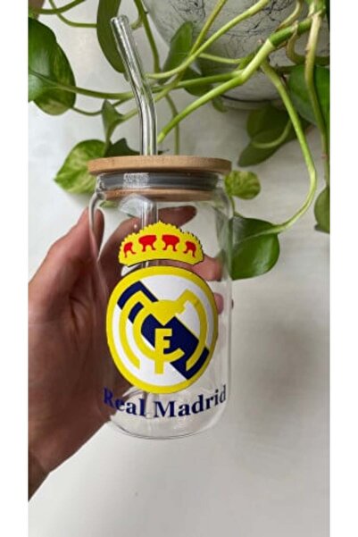 NASAQ كوب زجاجي بشعار ريال مدريد سعة 400 مل