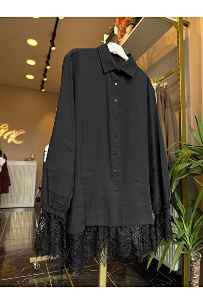 Gizem Karademir Boutique Kolları ve Eteği Dantelli Gömlek