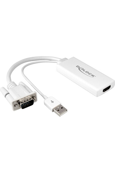 DELOCK Adaptor AV D-Sub (VGA) - HDMI + USB-A alb (62460)