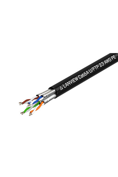 Lanview Cablu de rețea Cat6a U-FTP 4x2xAWG23 PE negru 500m de exterior