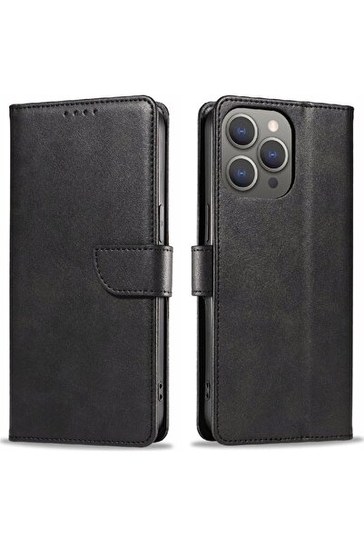 Hurtel Husă tip carte din piele pentru iPhone 16 ‚Äì Negru
