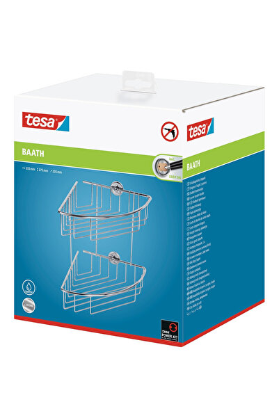 Tesa BAATH Double Corner Shower Shelf, Stainless Steel, Silver, 275x205x203 mm