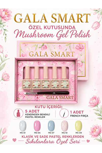 gala smart Mushroom Gel Polish Kalıcı Oje Seti 5'li Kendinden Benekli Pastel ...