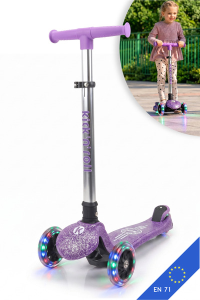 OLLY Kick'n'Roll Led Işıklı 3 Tekerlekli Lean-to-Steer Scooter 3-8 Yaş
