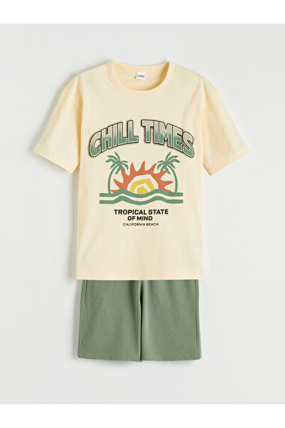 LC Waikiki Set tricou și pantaloni scurți pentru băieți, cu imprimeu California