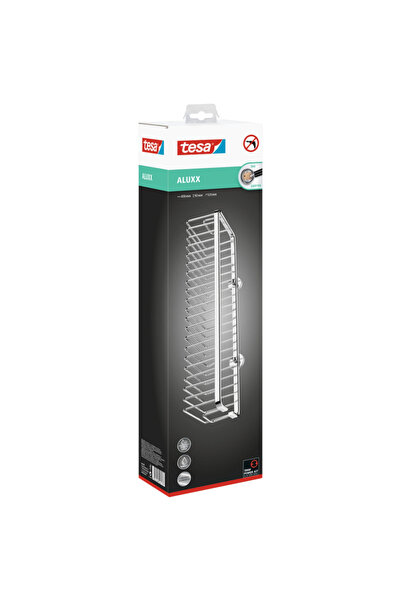 Tesa ALUXX Single-Tier Shower Shelf with 4-Side Rail, Adhesive Mount (No Kit)