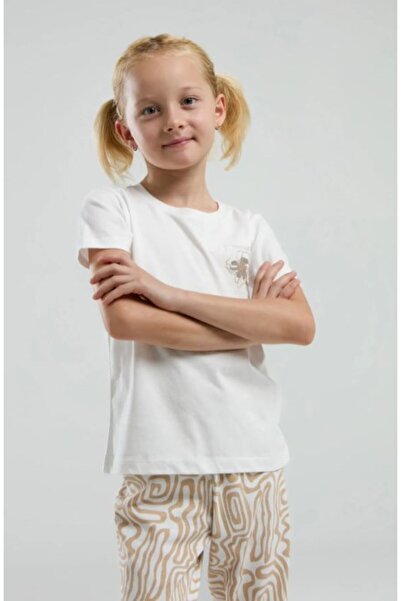 Arnetta Girl's Striped Pajama Set 9-15 Years Ecru - Camel