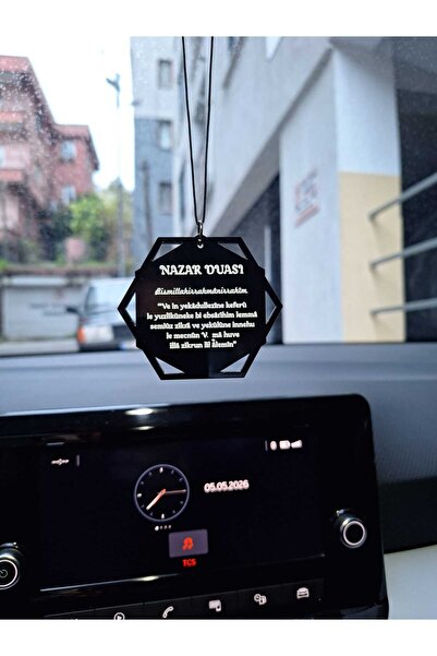OTOSUTUN Siyah Pleksi Ayetel Kürsi Ve Nazar Dualı Araba Süsü Dikiz Aynası Süs...