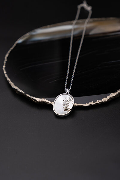 Serenite Collection Mirror Sun Steel Necklace