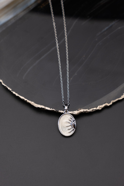 Serenite Collection Mirror Sun Steel Necklace