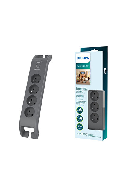 Philips Prelungitor SPN3140A/60 anti-supratensiune 4 prize 2 m gri