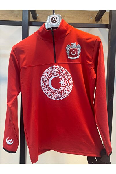 CLAW UP WORK Turkey Pvc Emblem Printed Red Sweatshirt