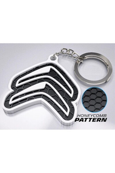 OEM Premium Car Keychain, Citroen – 3D Design with Honeycomb Texture
