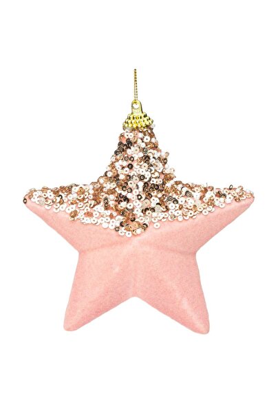 Zumzeria Ornament pentru bradul de Crăciun, stea din spumă de catifea roz, 12 cm