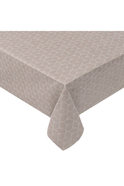 Zumzeria Beige Plasticized Tablecloth with Leaf Pattern 180x140cm