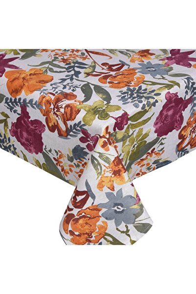 Zumzeria Beige Textile Kitchen Tablecloth with Colorful Flowers 180x140cm