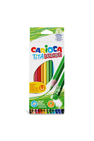 carioca Set of Thin Colored Pencils with Eraser - 12pcs