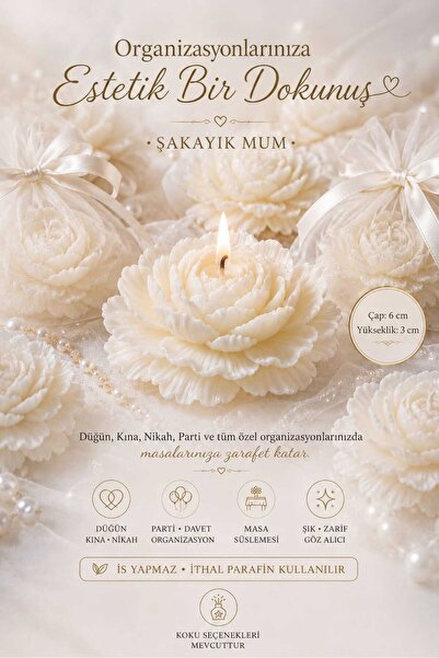 FANTASTİK SANAT ATÖLYESİ Lüks Şakayık Mum Nikah Nişan Kına Parti Masa Süsü | ...