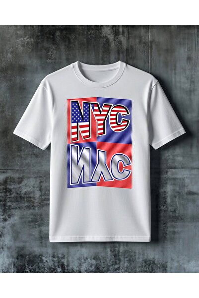 COMVİCHO Give Vote American Flag Printed Oversize T-Shirt
