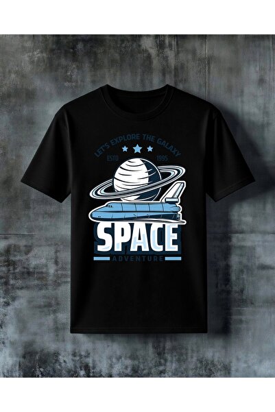 COMVİCHO Explore Galaxy Space Adventure Printed Oversize T-Shirt