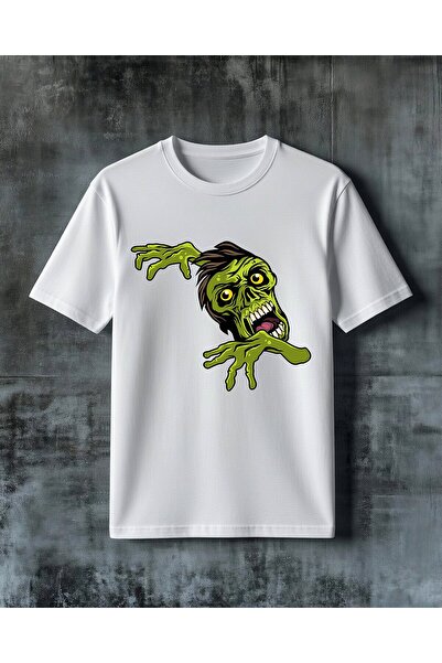 COMVİCHO Zombie Head Green Monster 3 Printed Oversize T-Shirt