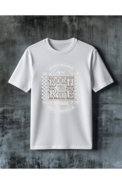 COMVİCHO Born to Ride Motorcycle 4 Printed Oversize T-Shirt