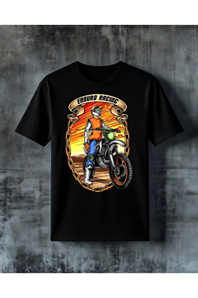 COMVİCHO Enduro Racing Motorcycle Printed Oversize T-Shirt