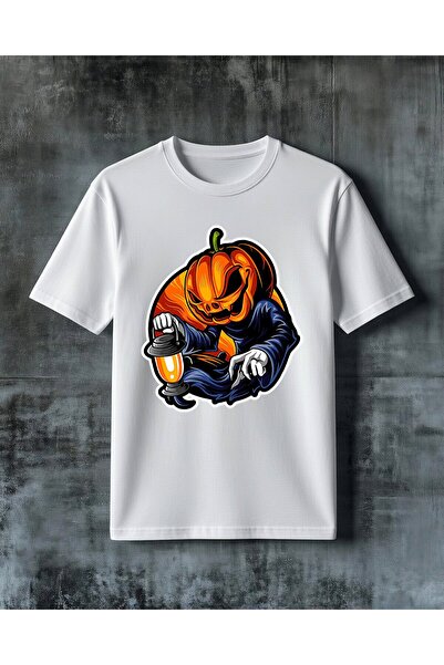 COMVİCHO Pumpkin Scare Printed Oversize T-Shirt