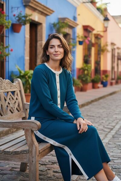 Intisimo Set tricotat din două piese pentru femei, fustă, verde