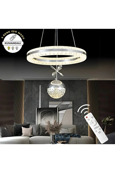 Elektroyou Işıltı Krom Kumandalı 3 Renk Ledli Çift Yönlü Aydınlatmalı Lüks Ta...