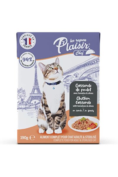 Plaisir Chef Cat Food – Chicken Casserole with Tomatoes & Olives, 190g – Savo...
