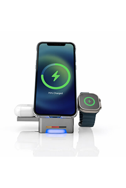 Galatia 3-in-1 Wireless Charging Station with Retractable Fast Charging Cable...