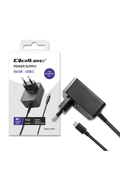 Qoltec Încărcător Super Rapid PD pentru Raspberry PI 4 |   USB-C |   15W |   ...