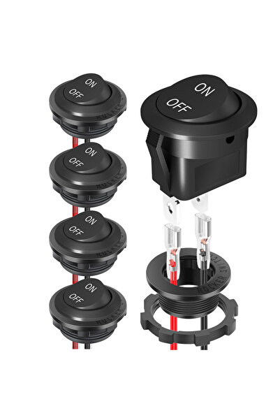Choice ON OFF SPST 5PCS Round Rocker Switch 12V ON Off Switch 12 Volt DC Circ...