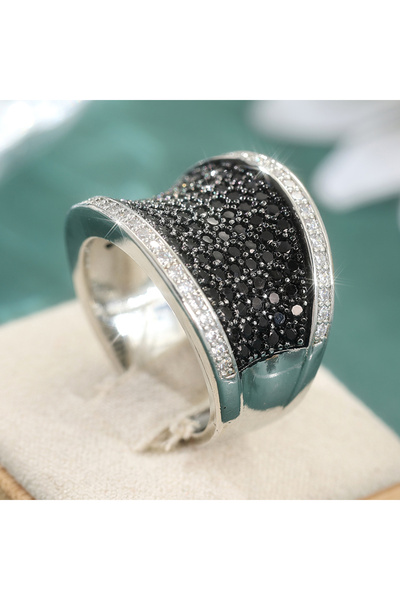 Choice1 8 Silver Plated B530 Fashion Simple Design Black Synthetic Zirconia P...
