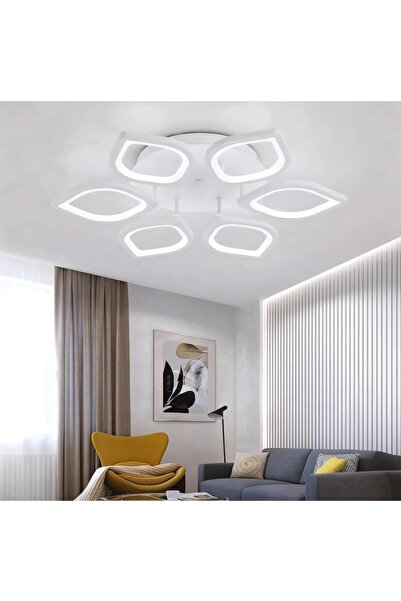 Elektroyou MS53005-6 Modern 3 Renk Ledli Beyaz Plafonyer Lüks 6'lı Ledli Avize