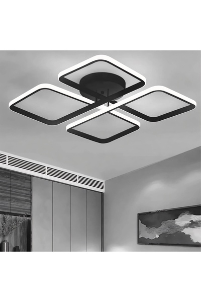 Elektroyou Nova Siyah Modern Beyaz Ledli Plafonyer Ledli Avize