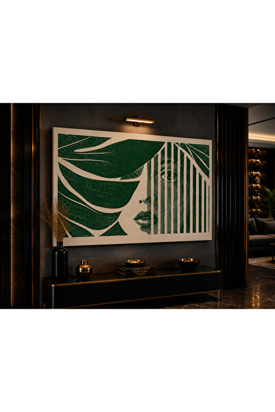 Mgi Design Green Artistic Graphic Patterned Abstract Woman Figure Premium Can...