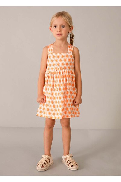 MAYORAL Girl's Combed Cotton Dress Orange