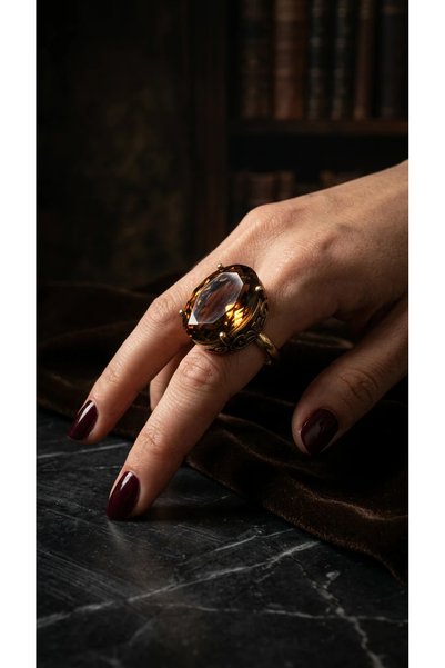 Dorvina Bronze Vintage Women's Ring Authentic Copper Jewelry Zultanite Stone Oval Solitaire Model Adjustable